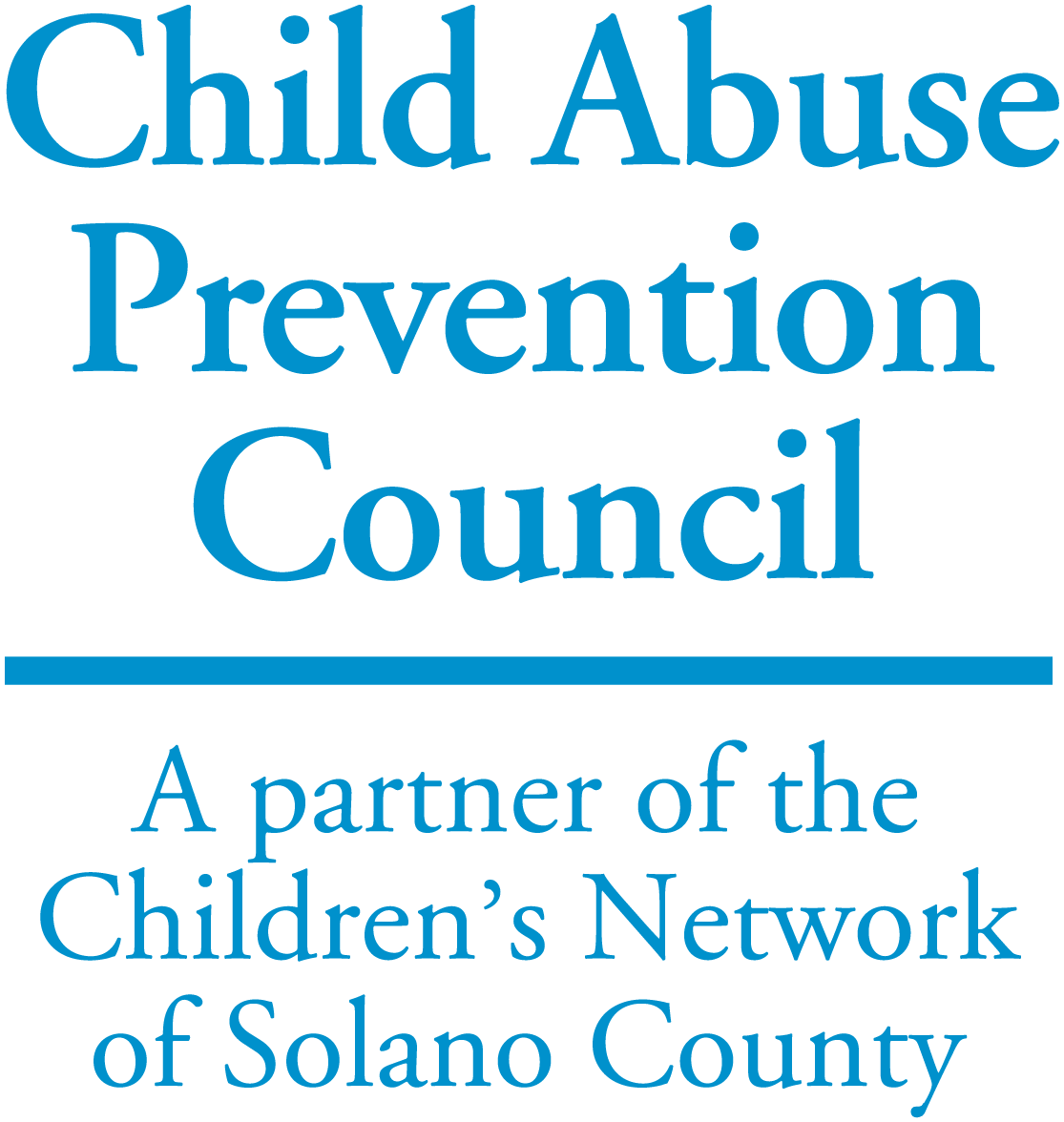 Graphic with text reading “Child Abuse Prevention Council, A partner of Children’s Network of Solano County”.